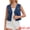 Dark Blue, variant on DARING DIVA Women's V Neck Button Up Sleeveless Cropped Denim Vest S Light Blue