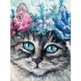 thumbnail image 1 of Taladro de pintura de diamante (DE5564) Adornos 5D Kit de bricolaje Ojo completo Gato Imagen redonda 45x60cm Azul Hugtrwg Para estrenar, 1 of 1