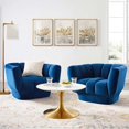 thumbnail image 2 of Tufted Armchair Accent Chair, Set of 2, Velvet, Blue Navy, Modern Contemporary Urban Design, Living Lounge Room Hotel Lobby Hospitality, 2 of 4