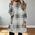 thumbnail image 5 of UQJfacai Womens Comfort Cozy Sweaters Plaid Sherpa Fleece Crewneck Long Pullover Fall Winter Warm Casual Long Sleeve Tops with Pockets, 5 of 5
