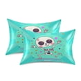 thumbnail image 2 of Dailycode Satin Pillow Case King Silk Pillow Cover for Hair and Skin Envelope Closure Cartoon Skeleton Dancing with Star 20"x40", 2 of 9