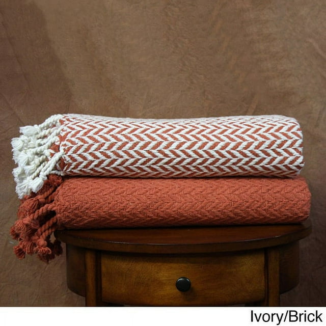 Amrapur Overseas Monaco Couverture 100 % Coton (Brique) Lot de 2