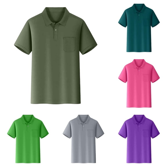 Ticikt Kids Short Sleeve Polo Shirts, Solid Lapel Collar Breathable Casual Daily Wear Tops for Boys Girls,9-10 Years