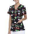 thumbnail image 5 of Scrubstar Women's "Santa Night Flight" Mock Neck Scrub Top, 5 of 5