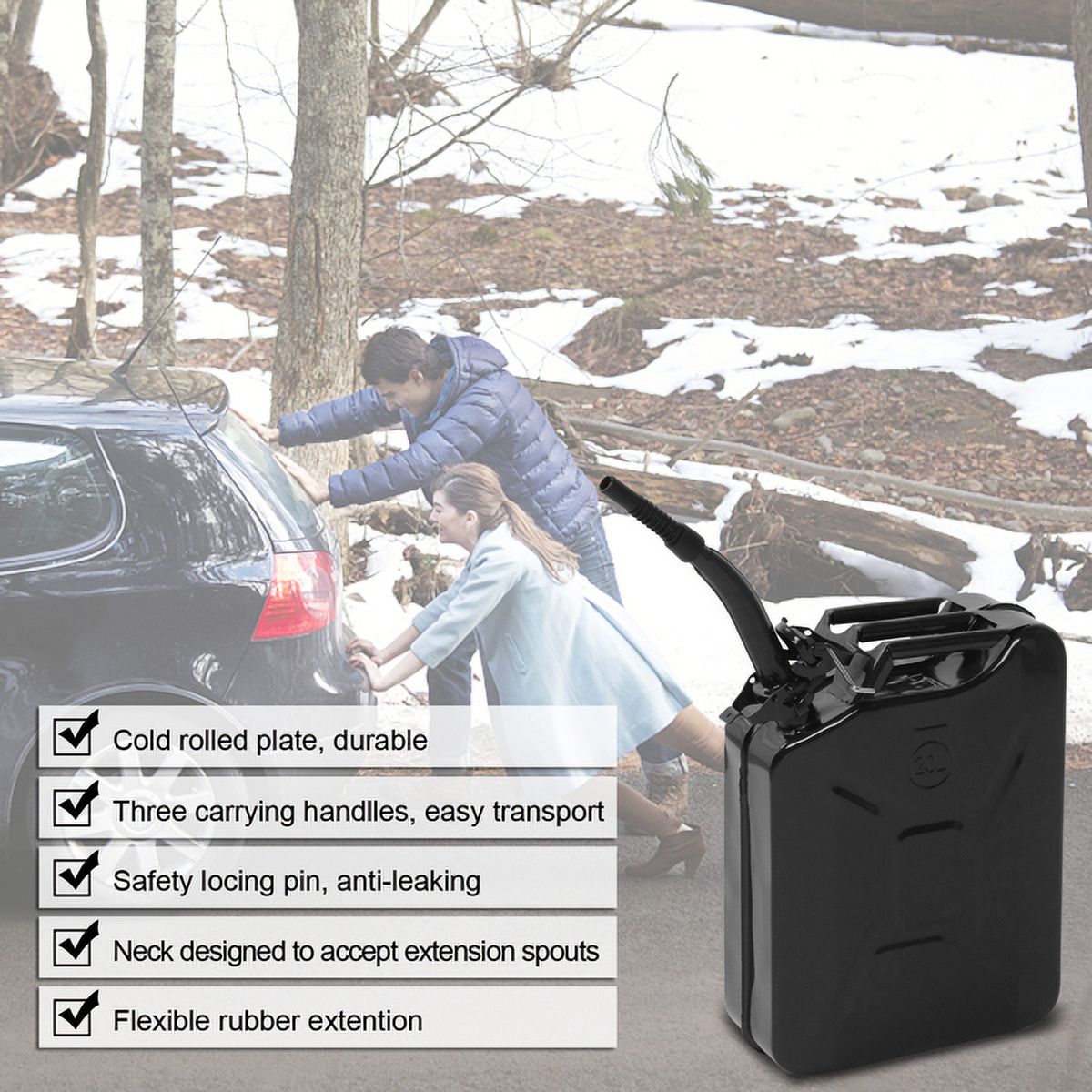 20L Portable Fuel Storage Can with Spout, Heavy Duty Metal Container for Petrol, Diesel, Gasoline – Leak-Proof, with Locking Lid & Carry Handle for Garage, Farm, Industrial Use