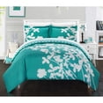 thumbnail image 4 of 3 Piece Amaryllis Reversible large scale floral design printed with diamond pattern reverse Duvet Cover Set, 4 of 8