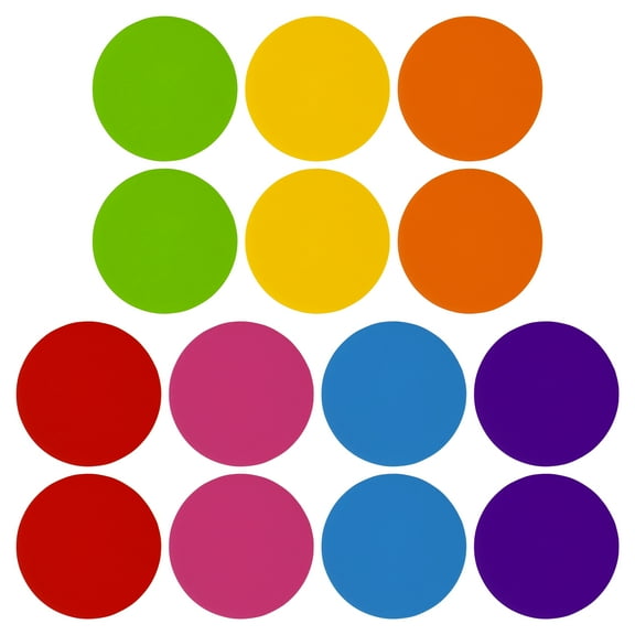 Uxcell 11.4" Round Floor Sticker Classroom Spot Marker Adhesive Waterproof Vinyl Line Up Sign 7 Color 14 Pack