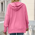 thumbnail image 6 of Hooded Sweatshirts for Women Button Collar Solid Color Casual Lightweight Pullover Loose Comfy Hoodies Tops with Pockets, 6 of 6