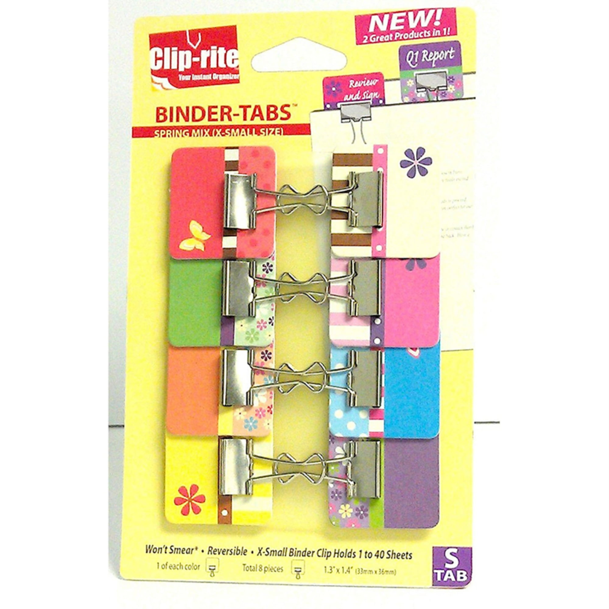 Binder-Tabs with Small Clips, Pack of 8, Spring Collection