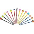 thumbnail image 1 of 28 pcs Mixed Cartoon Stripes Colored Wood Pencils with Fruit Animal Top Pencil Sharpener, 1 of 5
