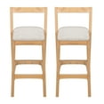 thumbnail image 3 of Christopher Knight Home 39.6" Modern Bar Stools, Wood Frame with Natural Finish, Beige Upholstery, Set of 2, 3 of 8