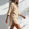 thumbnail image 5 of Mifsaly Womens Oversized Button Down Shirt Casual Long Sleeve Blouse Lightweight Cotton Linen Tunic Tops Loose Fit Collared Beach Cover Up Summer Work Outfits XL, 5 of 6