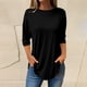 thumbnail image 2 of Ploknplq Tunic Tops for Women Loose Fit Dressy,Elbow Length Tee Shirts for Women,Womens Tunic Tops,Pure Round Neck Three Quarter Sleeve Top,Plaid Shirts for Women,Split Hem Top for Women Black 4XL, 2 of 6