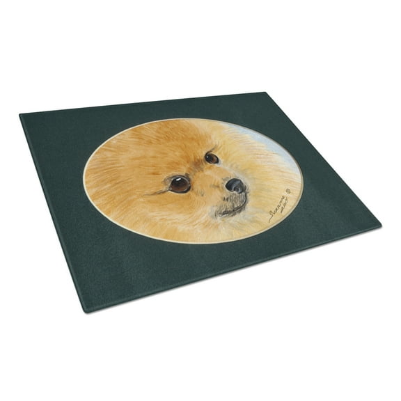 Caroline's Treasures SS8051LCB Pomeranian Glass Cutting Board Large, 12H x 16W, multicolor