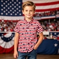 thumbnail image 2 of FINALGANG Boys 4th Of July Shirts Freedom American Flag Button Down Shirt Patriotic Independence Day Shirts For Boy Stripe Star Print Short Sleeve Shirt 3-4 Years, 2 of 6