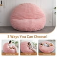 thumbnail image 4 of BYBYME 3 in 1 Convertible Bean Bag Chair,Giant Bean Bag Chair Ultra Soft,Folding Bean bag Bed Lounge Sofa Bed for Adults,Round,Pink,Queen, 4 of 10