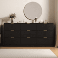 thumbnail image 3 of Dtwnek Modern Wood Storage Cabinet with Handle, 9 Drawer Dresser for Bedroom, Living Room, Hallway, Black, 3 of 9