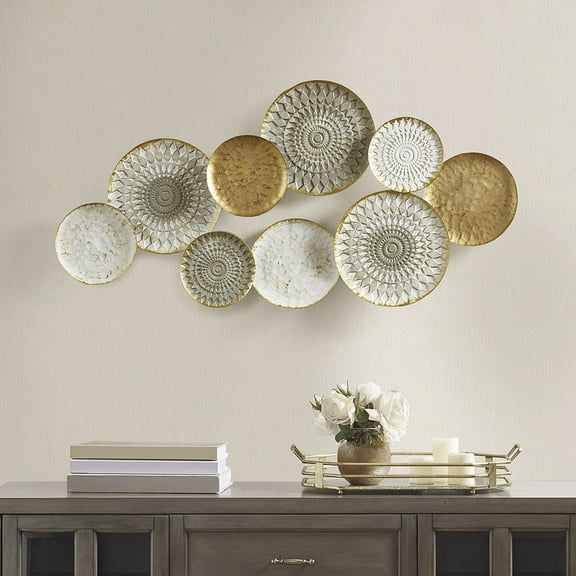 MAYEERTY Multi-Colored Geometric Metal Discs Wall Decor