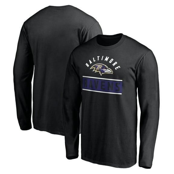 Men's Black Baltimore Ravens Team Arch Knockout Long Sleeve T-Shirt