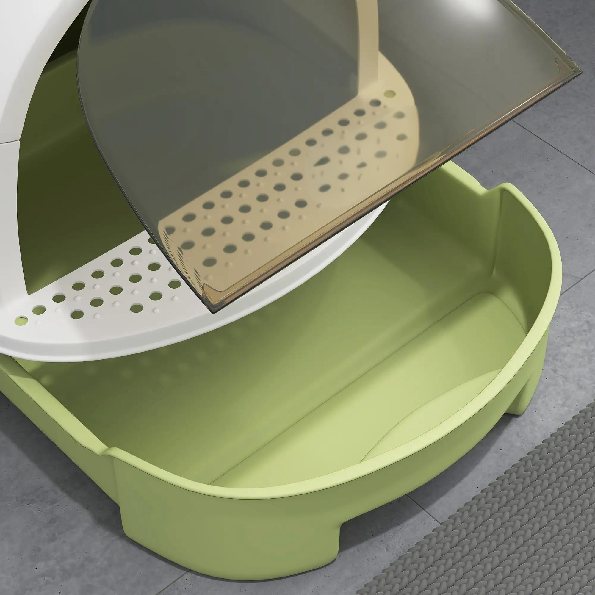 Green Covered Cat Litter Box with Lid, Enclosed Litter Box with Drawer, Scoop, Deodorizing Bags, Anti-Tracking Pedal, Portable No Assembly for Cats Under 10 lbs