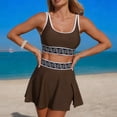 thumbnail image 4 of Ashyfjp Two-piece Swimsuit for Women Casual Solid Color Scoop Neck Tank Top with Decorative Waistband and Swim Skirt, Womens Fashion Comfortable Bathing Suits, Size S-XXL, 4 of 5