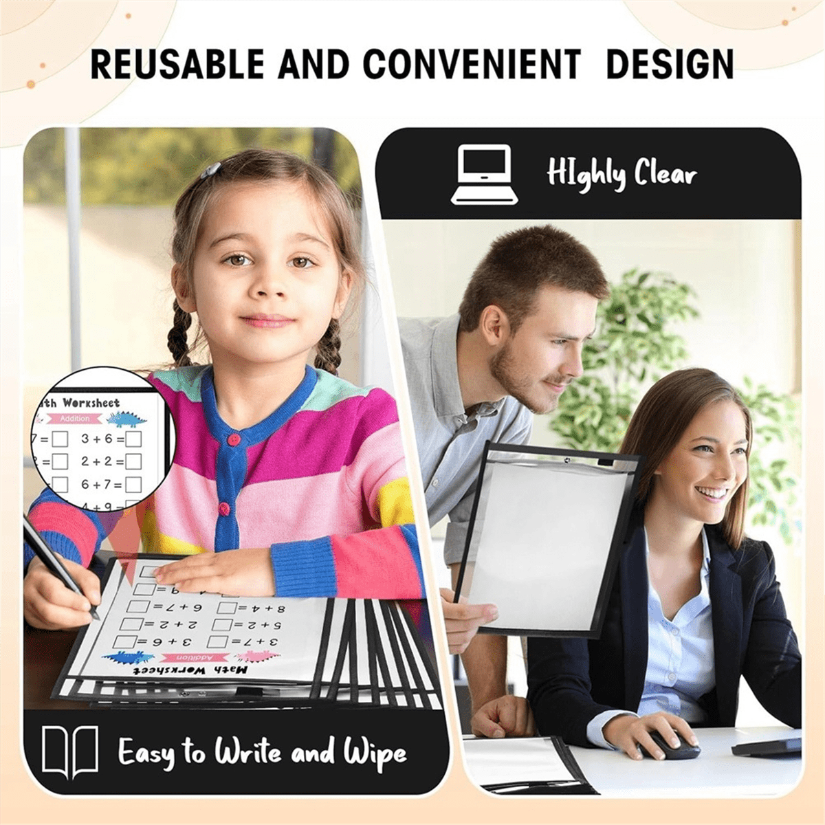 25PCS File Folders 24x32cm Work Note Holder Dry Erase Pockets for Teachers Classroom Organization Supplies B