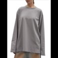thumbnail image 2 of Camisetas de Larga Extragrandes para Mujer 2025, Camisetas Básicas de Cuello Redondo, Tops de Otoño, Ropa Informal de Entrenamiento Y2K Gris S, 2 of 10
