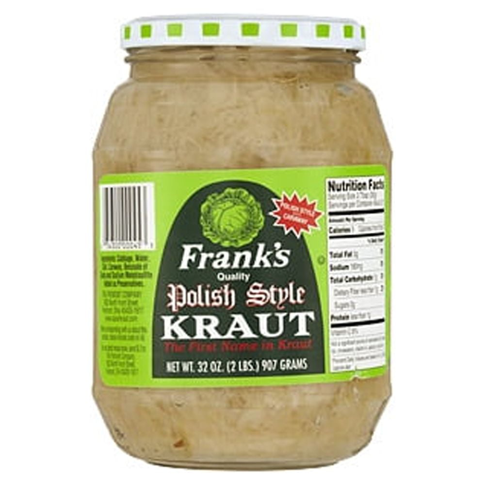Frank's Quality Polish Style Shredded Sauerkraut, 32 Oz Jar, Mild Spice Level