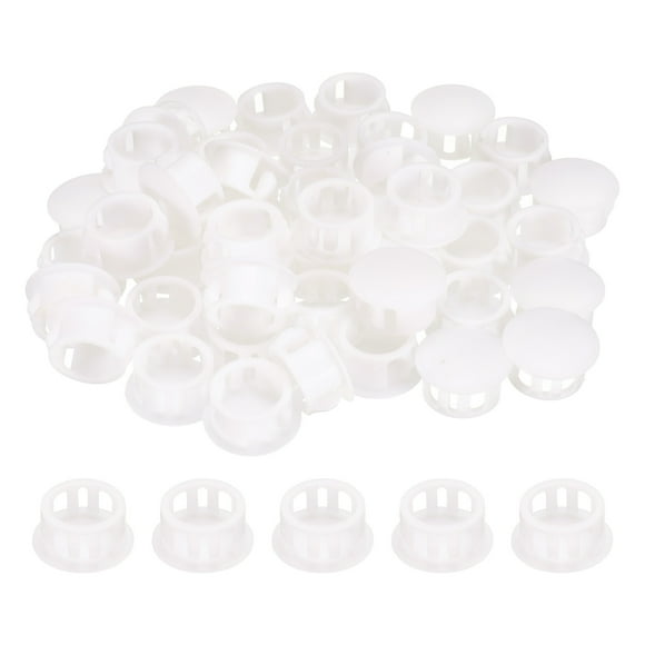 Unique Bargains 100pcs Nylon Plastic Hole Plugs, 3/5"(16mm) Round Drill Screw Hole Plugs Covers for Kitchen Cabinet Furniture White