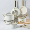 thumbnail image 3 of Martha Stewart Everyday Emmie 10-Piece Non-Stick Aluminum Cookware Set, Cooking Pots and Pans Set, Linen, 3 of 10