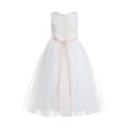 thumbnail image 2 of Ekidsbridal Girl Baptism Flower Girl Dress - Ivory Lace A-Line Keyhole Back Tulle with Sequin Sash 178mh-A (Size: 2-12), 2 of 5