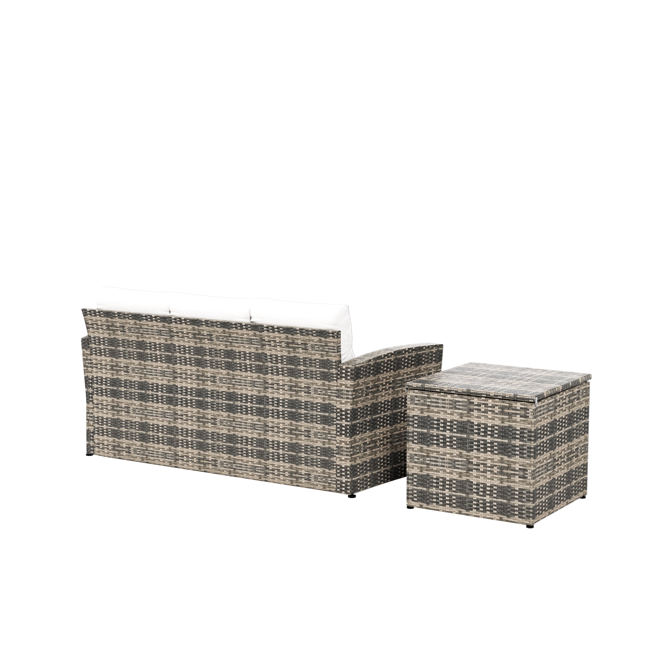 Westin Outdoor 2-Pieces Patio Sofa with Side Table Included Conversation Set PE Rattan Wicker Furniture, Brown/White