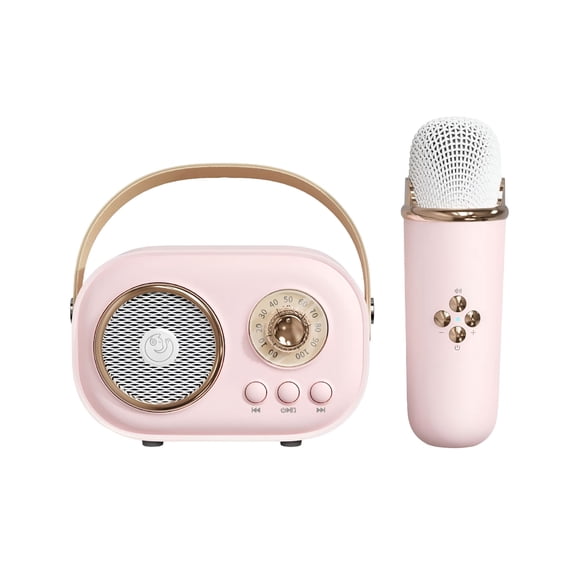 GJX Speakers (Pink), Bluetooth Wireless Mini Karaoke Machine for Kids and Adults with Microphone Set, Portable Bluetooth Speaker