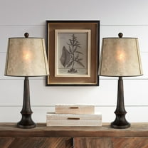 Franklin Iron Works Naomi 25" High Industrial Farmhouse Rustic Table Lamps Set of 2 Brown Aged Bronze Finish Living Room Bedroom