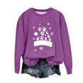 thumbnail image 2 of Visit the JURANMO Store Womens Crew Neck Sweatshirts Cute Santa Graphic Long Sleeve Casual Pullover Tops Plus Size Regular Fit Fall Sweatshirt Xmas Clothes Purple XXXXXL, 2 of 3