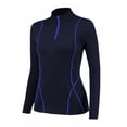 thumbnail image 1 of Women Quarter Zip Pullover Running Shirts Long Sleeve Activewear Tops Tight Workout, 1 of 5