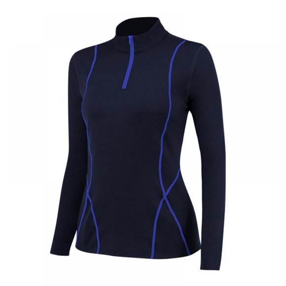 Women‘s Dry Fit Long Sleeve Running Workout Yoga Zipper T-Shirt Athletic Tops Black-S
