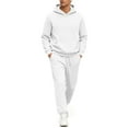 thumbnail image 2 of Zimjoy White Track Suits Mens Workout Men Sweatsuits Sets Fall Hooded Sweatshirt and Sweatpant Casual Sweatpants Set with Pockets, White XL, 2 of 6