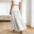 thumbnail image 6 of BiZtdJrK Long Skirts for Women Ruffle Tiered High Waist Swing Summer Maxi Skirt Lightweight Flowy Boho Vacation Skirts White XXL, 6 of 8