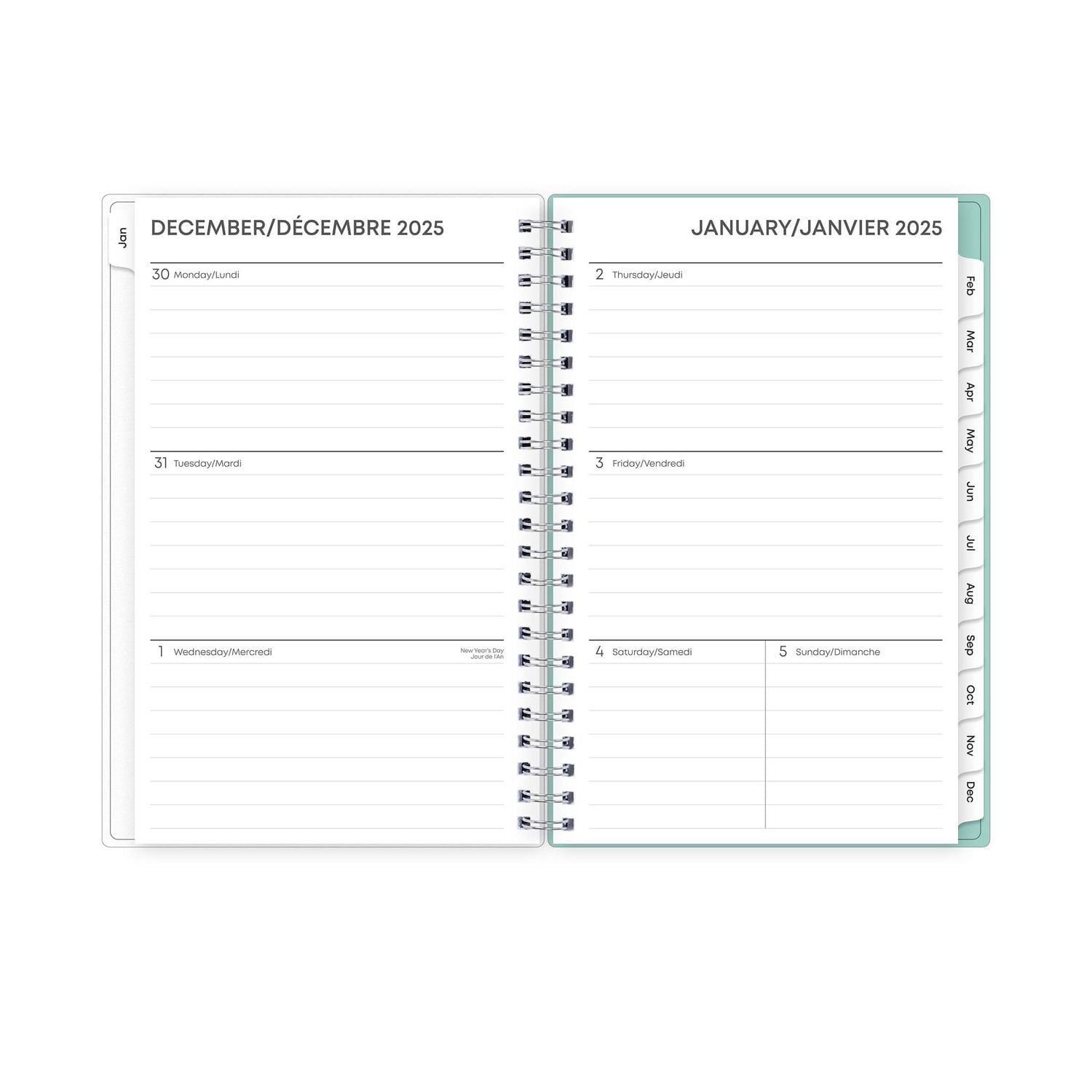 2025 Weekly Monthly Planner, 5 x 8, Blue Sky, Elysian