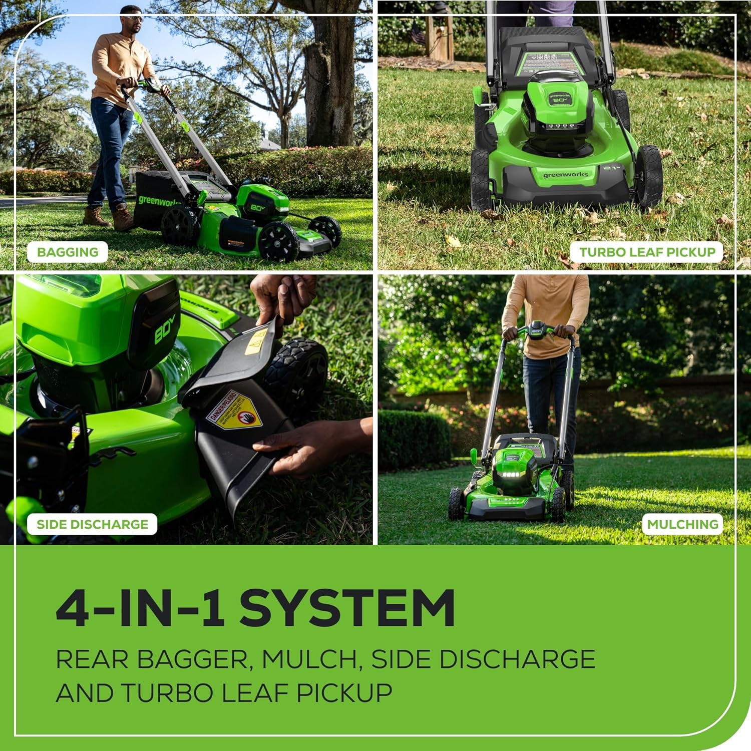 Greenworks 80V 21" Brushless Self-Propelled Mower (Gen 2), 4.0Ah Battery and Rapid Charger Included (75+ Compatible Tools)