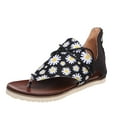 thumbnail image 2 of Zapatos de girasol con punta de clip de verano para mujer Sandalias planas cómodas con cremallera Sandalias de playa informales Wmkox8yii nm5615, 2 of 9