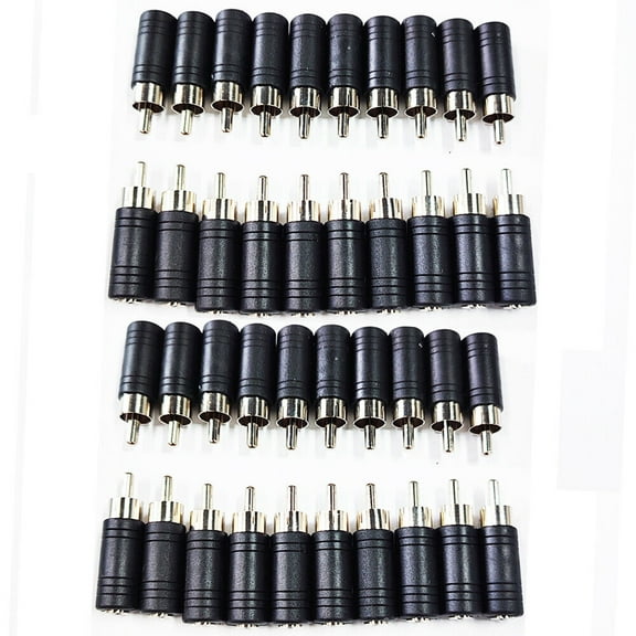 40-PACK 3.5mm Mono Female Jack to RCA Male Plug Audio Adapter Cable Converter US