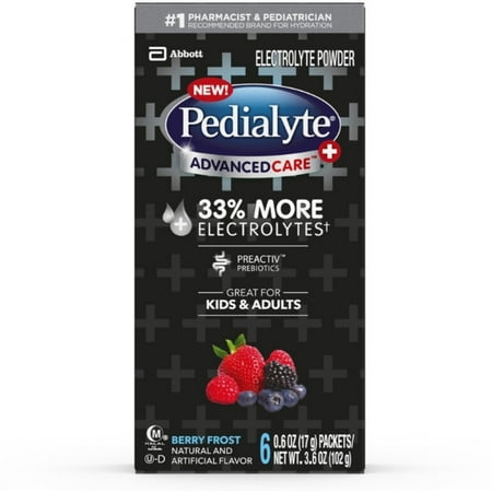 Pedialyte AdvancedCare Plus Powder Berry Frost, 6 ea (Pack of 4)