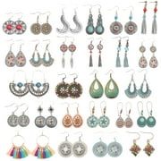 26 Pairs Vintage Dangle Earrings Bohemian Style Eardrops Retro Earrings Jewelry