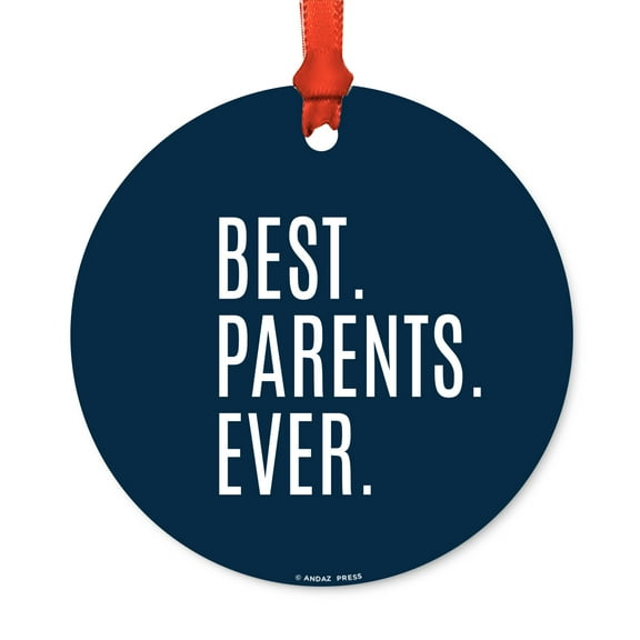 Round Metal Christmas Ornament, Best Papa Ever, Includes Ribbon and Gift Bag, Father's Day Birthday Present Gift Ideas