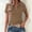Khaki, variant on Women Tshirts Turn Down Collar Short Sleeve Solid Tee Classic Fit Womens Tees XL