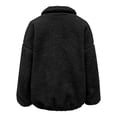 thumbnail image 5 of Women's Fleece Jacket, Oversized Zip Up Winter Coat, Soft Plush Outerwear, High Collar Warm Jacket, Casual Winter Coat, Fall Fashion Jacket, Pocket Detail Coat Black XL, 5 of 6