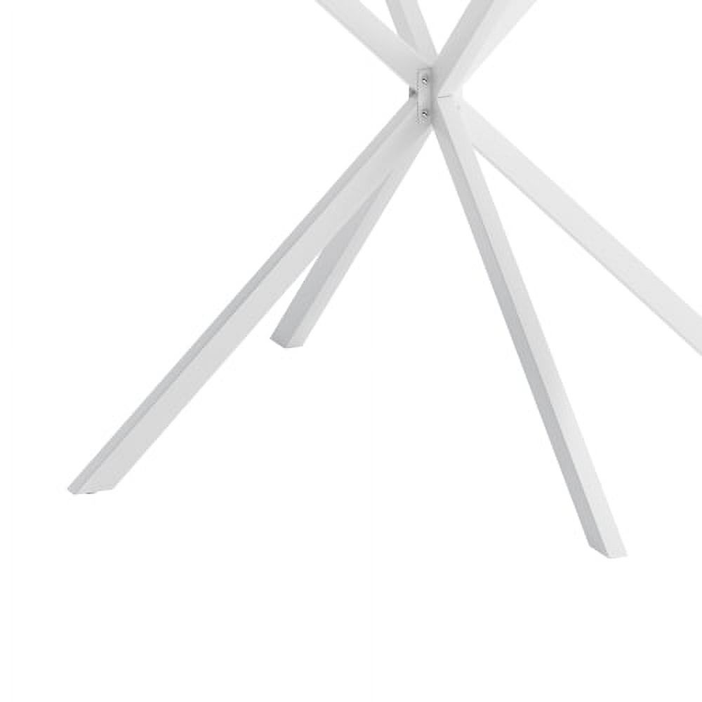 BSHTI 42.13" Modern Cross Leg Round Dining Table, White Top Occasional Table, Two Piece Removable Top, Matte Finish Iron Legs