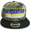 Michigan 4-Color Script Men's Adjustable Snapback Baseball Caps (Camouflage/Black)